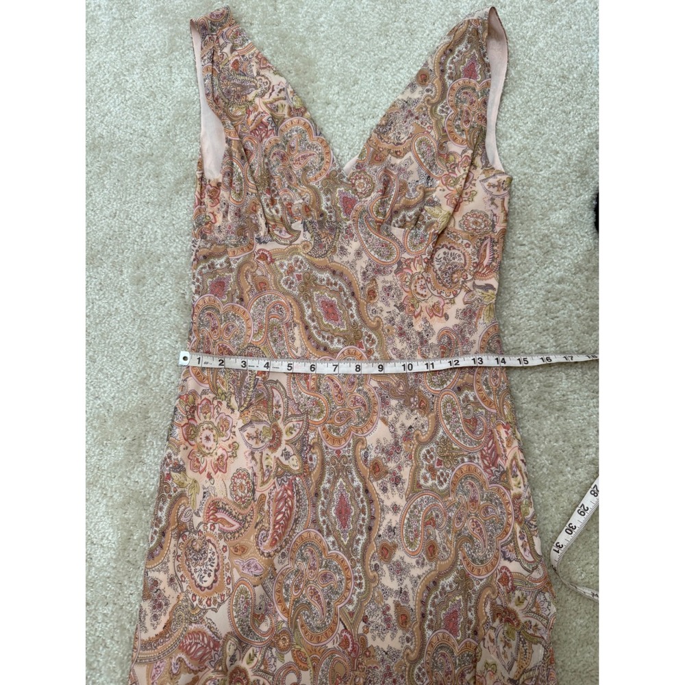 Vintage Spiegel 100% Silk Paisley Midi Dress Y2K Boho Handkerchief Ruffle - Picture 7 of 8